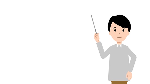 シンプル男性 解説する動画3点セット 黒板・白背景・グリーンバック