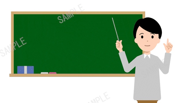 シンプル男性 解説する動画3点セット 黒板・白背景・グリーンバック