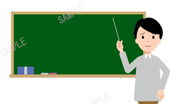 シンプル男性 解説する動画3点セット 黒板・白背景・グリーンバック