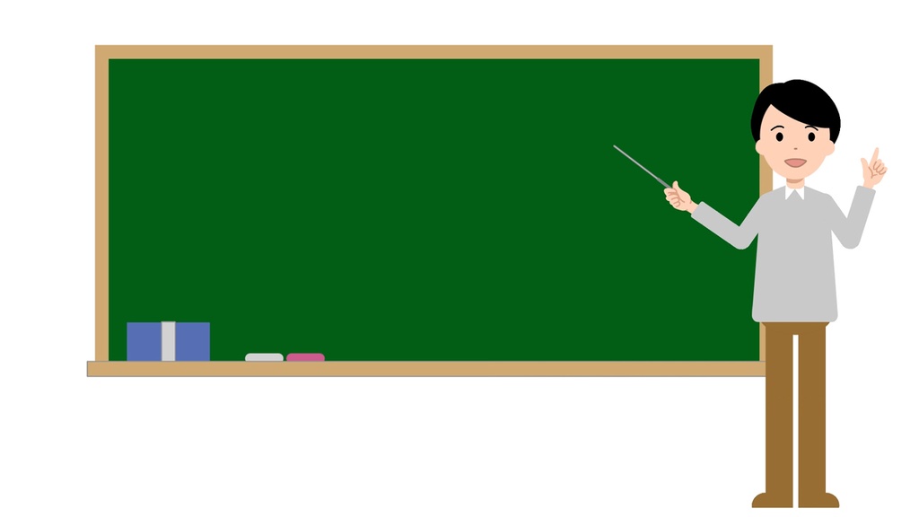 シンプル男性 解説する動画全身バージョン3点セット 黒板・白背景・グリーンバック