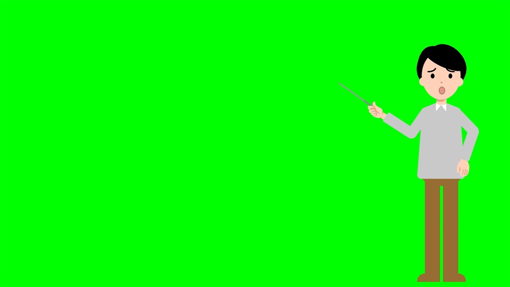 シンプル男性 解説する動画全身バージョン3点セット 黒板・白背景・グリーンバック