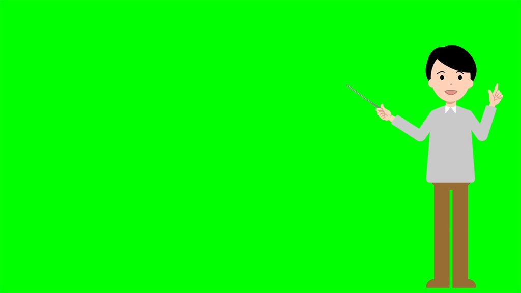 シンプル男性 解説する動画全身バージョン3点セット 黒板・白背景・グリーンバック