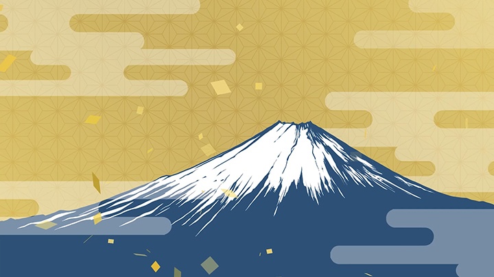 富士山の和風ループ動画【お正月・動画素材】