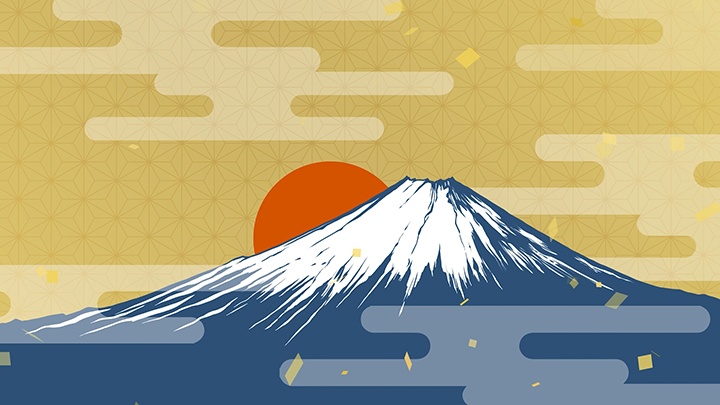 富士山の和風ループ動画【お正月・動画素材】