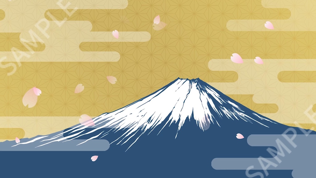 富士山の和風ループ動画【お正月・動画素材】