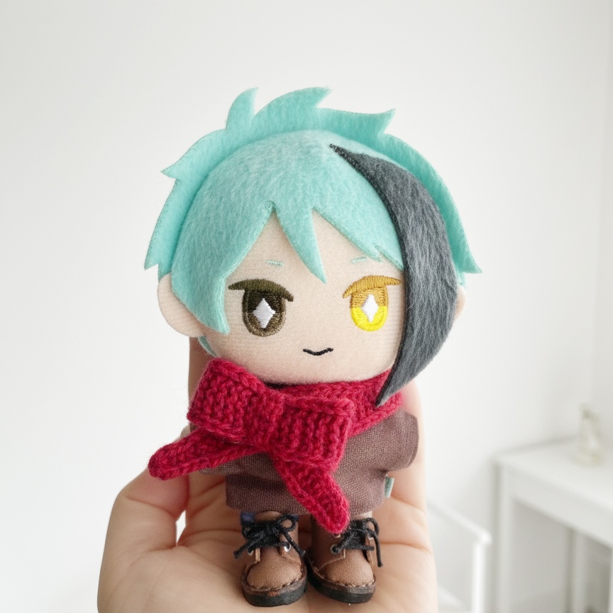 【手編みのリボンマフラー】10cmぬい服