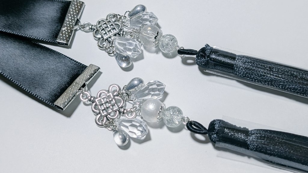 黒の中華風3wayリボン(クリア×シルバー)