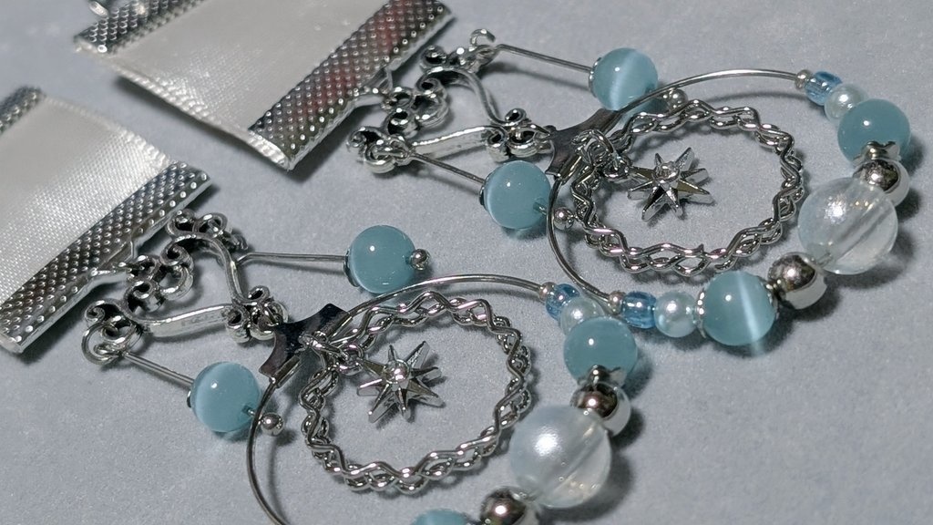 青or水色×シルバー 旗型イヤリング(画像12枚)