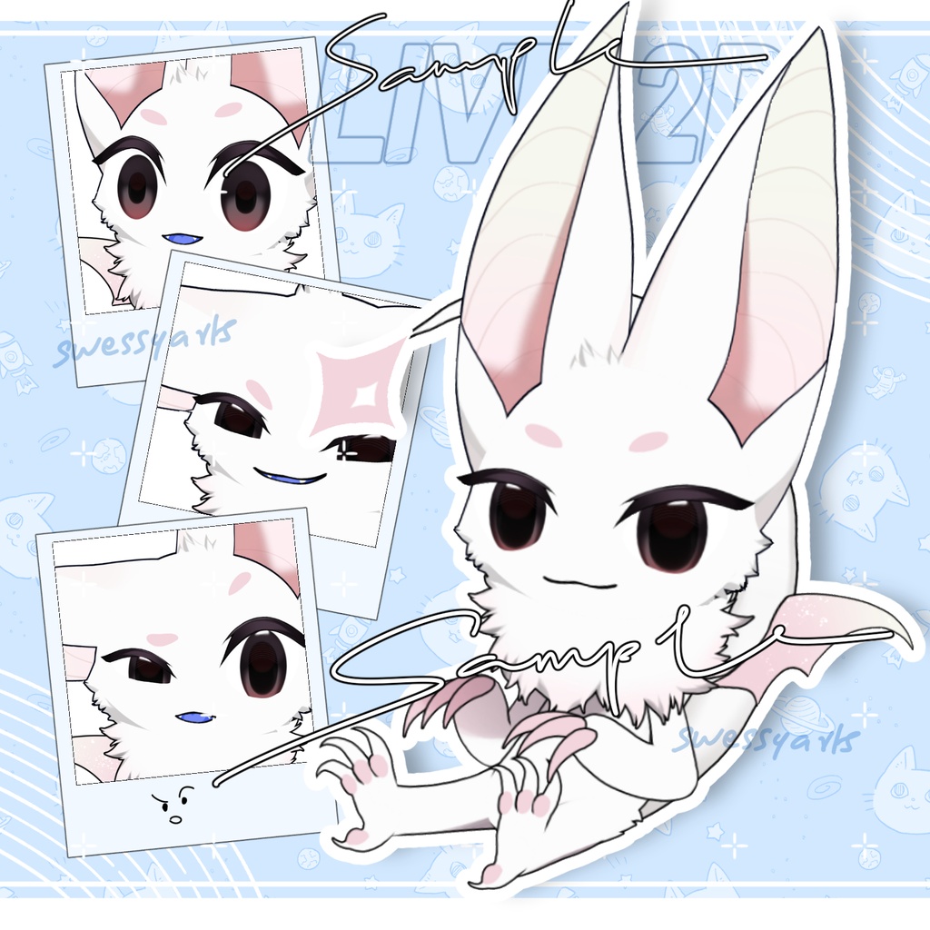 【live2dモデル】 White Bat Vtuber Model/ Pet 