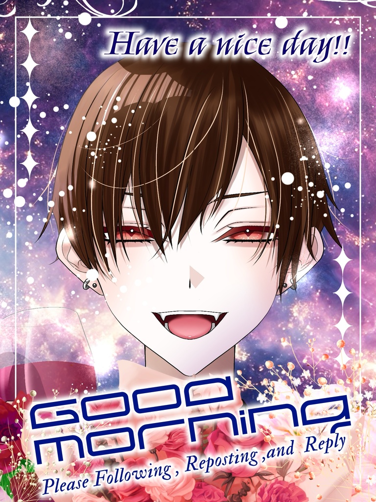 おはようVTuber  おはようVライバー素材 6パターン フリー素材 無料素材(透過素材)