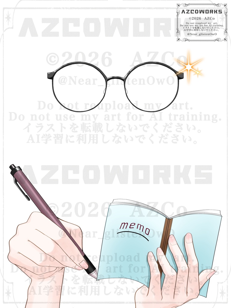 イラスト素材 VTuber・Vライバー素材 メガネ素材 手の素材 フリー素材(透過素材)