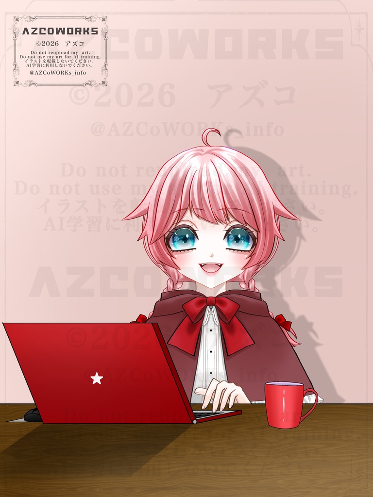 パソコンで作業中の素材(全７色) おはようVTuber素材 おはようVライバー素材 VTuber素材(透過素材)