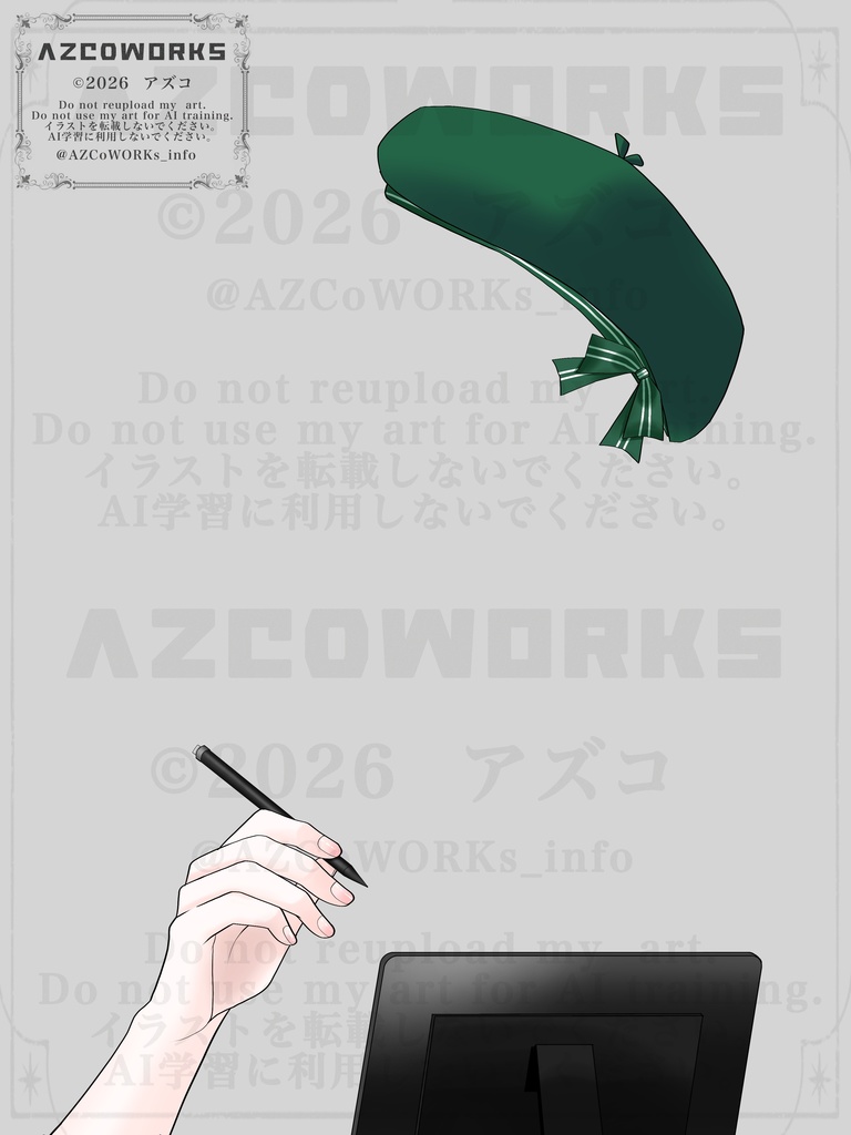 ベレー帽とタブレット作業中❣️素材《全７色》 手の素材 おはようVTuber素材 おはようVライバー素材 VTuber素材 Vライバー素材(透過素材)