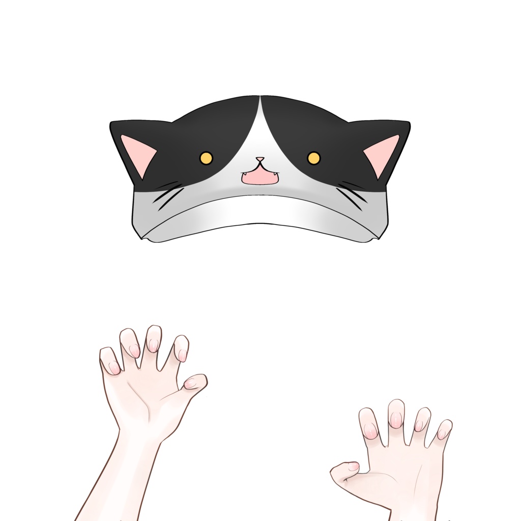 ねこの帽子と手の素材🐱（全６種） おはようVTuber素材 おはようVライバー素材 VTuber素材 Vライバー素材(透過素材)