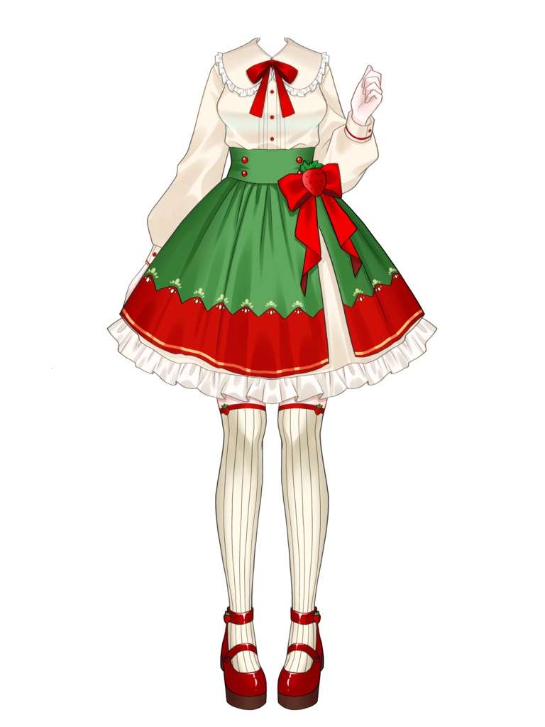 いちごモチーフの衣装素材🍓おはようVTuber/おはようVライバー/おはようVTuber素材/おはようVライバー素材/VTuber素材/Vライバー素材 (透過素材)