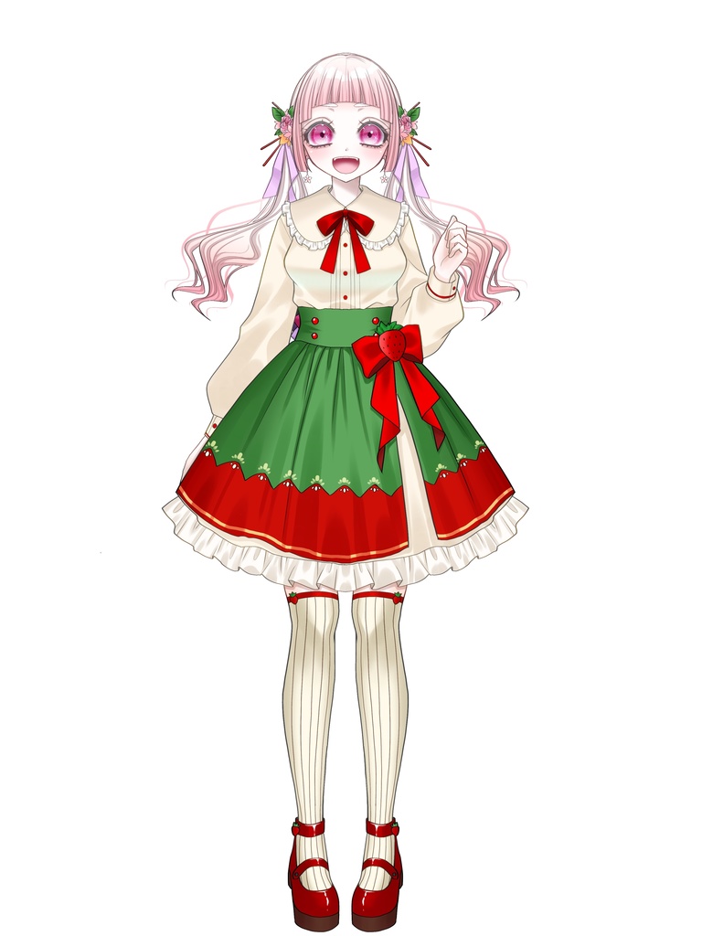 いちごモチーフの衣装素材🍓おはようVTuber/おはようVライバー/おはようVTuber素材/おはようVライバー素材/VTuber素材/Vライバー素材 (透過素材)