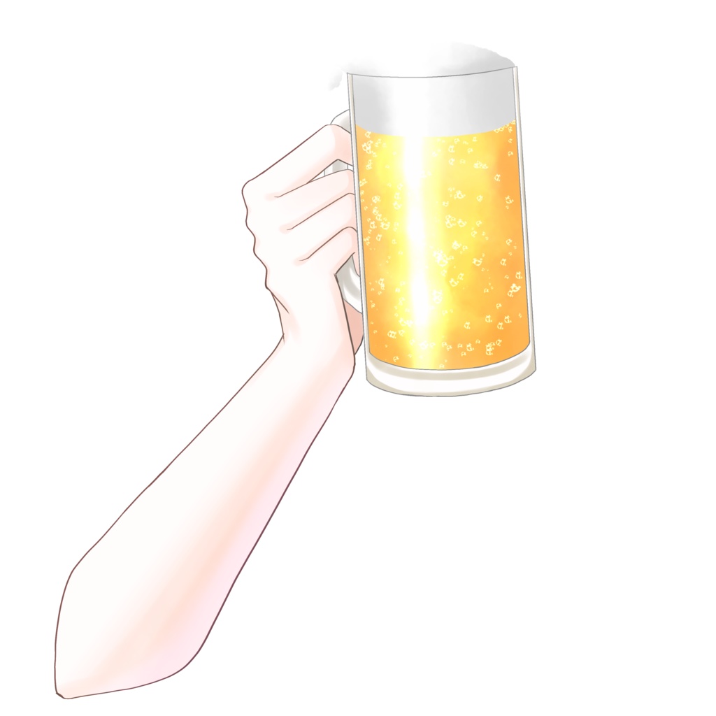 ビールを持つ手の素材🍺 VTuber素材/Vライバー素材/おはようVTuber/おはようVライバー/おはようVTuber素材/おはようVライバー素材(透過素材)