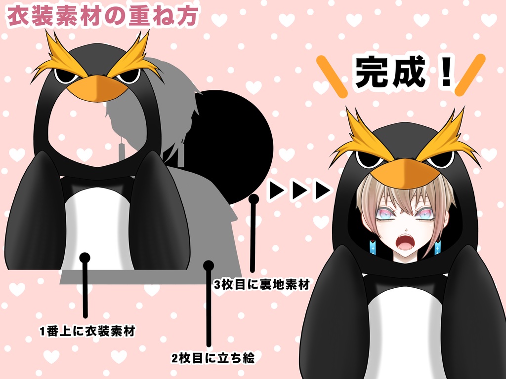 ペンギンの着ぐるみ素材(全2種) VTuber素材/Vライバー素材/おはようVTuber/おはようVライバー/おはようVTuber素材/おはようVライバー素材(透過素材)