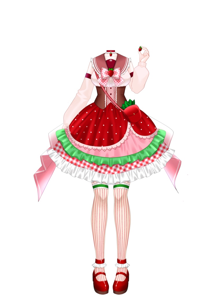 いちごの衣装素材ver.2 VTuber素材/Vライバー素材/おはようVTuber/おはようVライバー/おはようVTuber素材/おはようVライバー素材(透過素材)