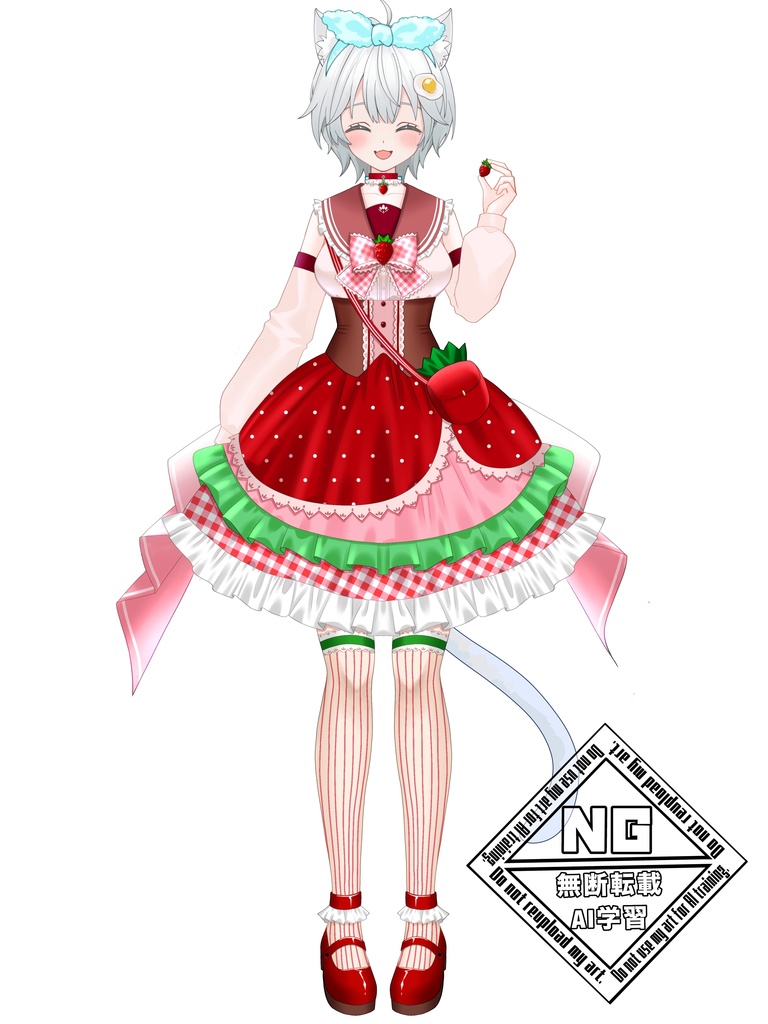 いちごの衣装素材ver.2 VTuber素材/Vライバー素材/おはようVTuber/おはようVライバー/おはようVTuber素材/おはようVライバー素材(透過素材)