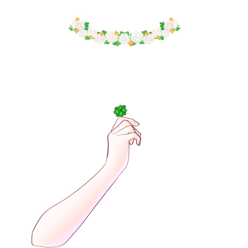 シロツメクサの花冠と4つ葉のクローバーを持つ手の素材🍀.* VTuber素材/Vライバー素材/おはようVTuber/おはようVライバー/おはようVTuber素材/おはようVライバー素材(透過素材)