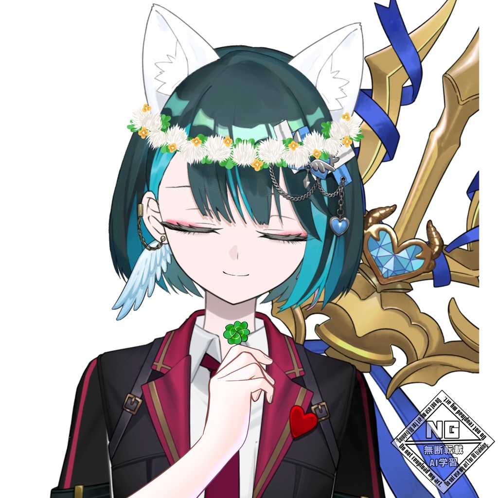 シロツメクサの花冠と4つ葉のクローバー‪を持つ手の素材🍀.* VTuber素材/Vライバー素材/おはようVTuber/おはようVライバー/おはようVTuber素材/おはようVライバー素材(透過素材)