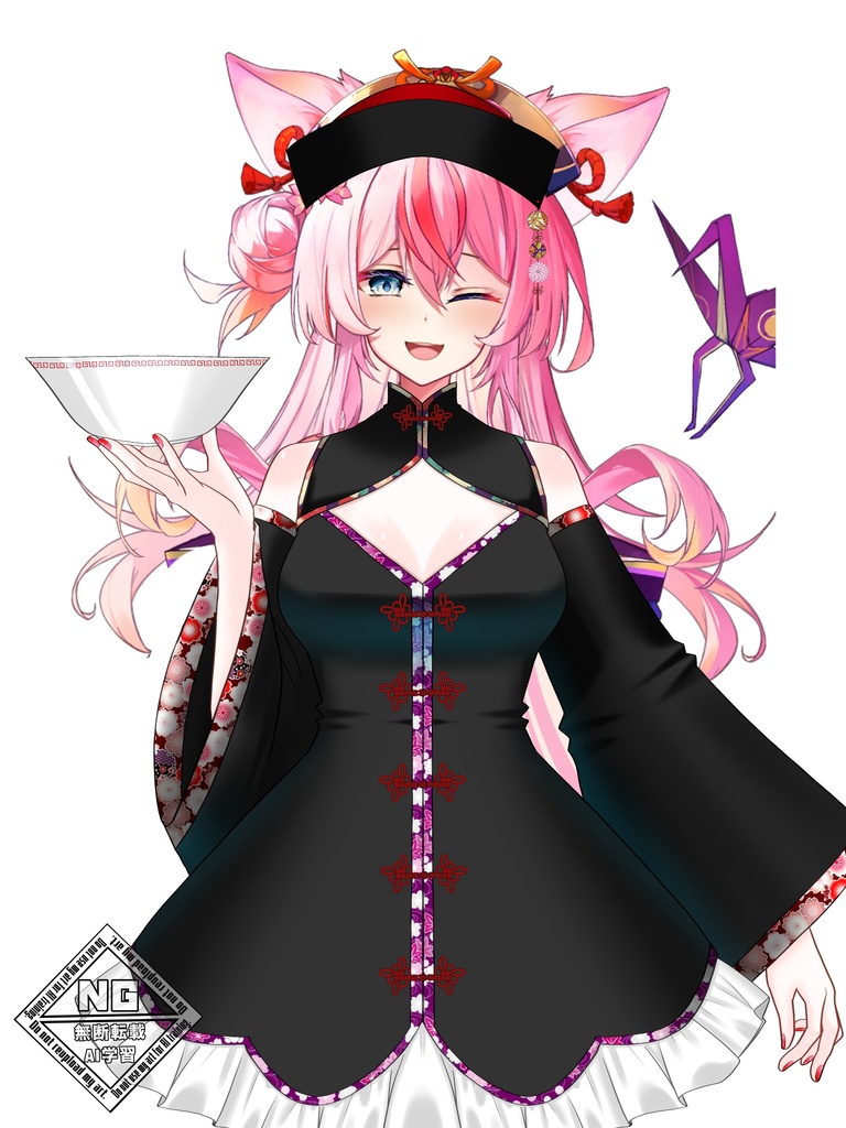 チャイナドレス風ワンピースの衣装素材✨ VTuber素材/Vライバー素材/おはようVTuber/おはようVライバー/おはようVTuber素材/おはようVライバー素材 (透過素材)