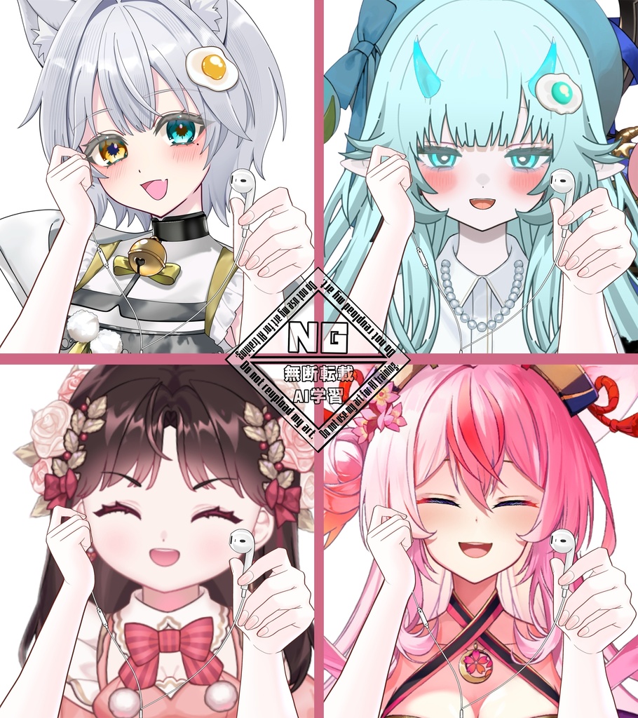 イヤホンをわけっこする素材🎧 VTuber素材/Vライバー素材/おはようVTuber/おはようVライバー/おはようVTuber素材/おはようVライバー素材 (透過素材)