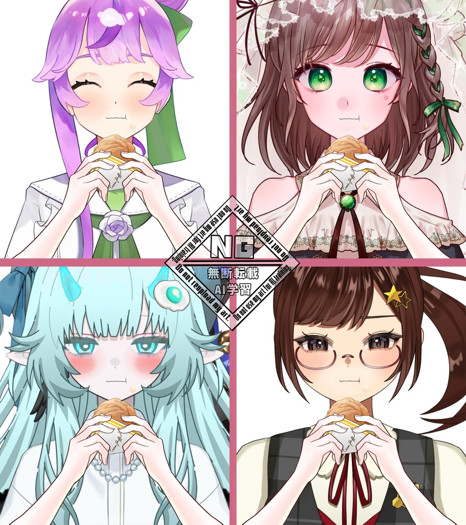 シュークリームを食べる素材💗 VTuber素材/Vライバー素材/おはようVTuber/おはようVライバー/おはようVTuber素材/おはようVライバー素材 (透過素材)