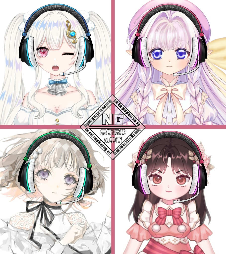 ヘッドセット🎧の素材(全3色)✨ VTuber素材/Vライバー素材/おはようVTuber/おはようVライバー/おはようVTuber素材/おはようVライバー素材 (透過素材)