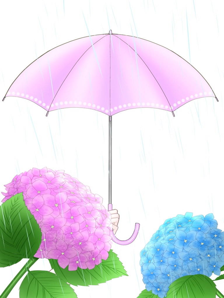 雨と傘と紫陽花の素材☔️(傘全3色) VTuber素材/Vライバー素材/おはようVTuber/おはようVライバー/おはようVTuber素材/おはようVライバー素材 (透過素材)