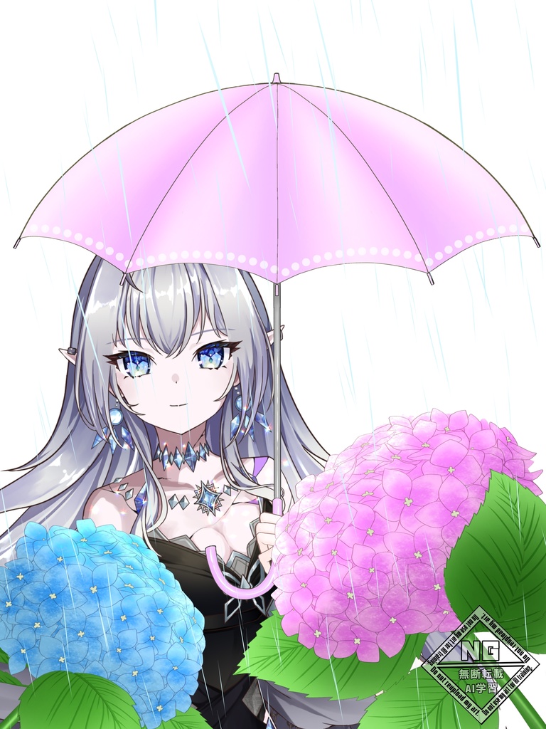 雨と傘と紫陽花の素材☔️(傘全3色) VTuber素材/Vライバー素材/おはようVTuber/おはようVライバー/おはようVTuber素材/おはようVライバー素材 (透過素材)