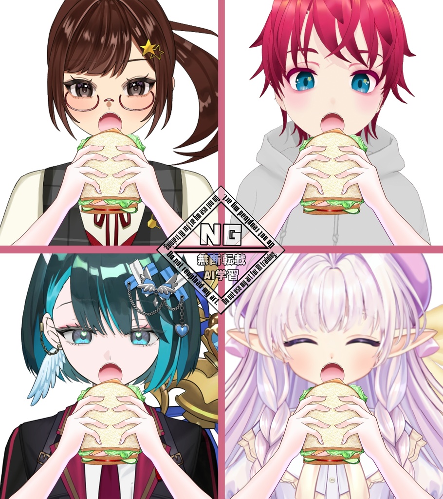 大きなサンドイッチを食べる素材🥪 VTuber素材/Vライバー素材/おはようVTuber/おはようVライバー/おはようVTuber素材/おはようVライバー素材 (透過素材)