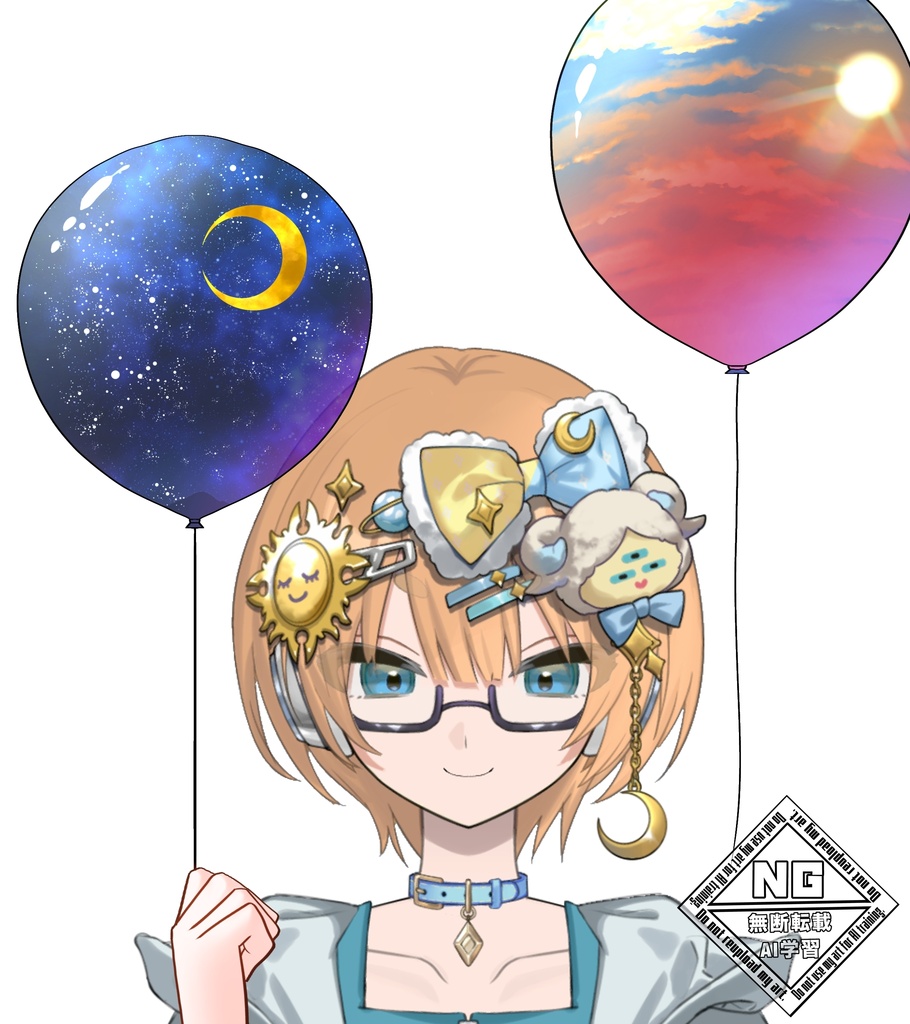 星空と夕焼けを閉じ込めた風船素材🎈 VTuber素材/Vライバー素材/おはようVTuber/おはようVライバー/おはようVTuber素材/おはようVライバー素材 (透過素材)