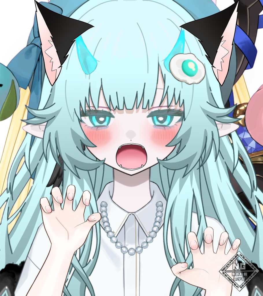 【VTuber素材】猫耳と猫の手ポーズの素材🐈🐾(全3色)