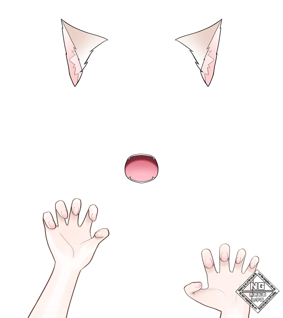 【VTuber素材】猫耳と猫の手ポーズの素材🐈🐾(全3色)