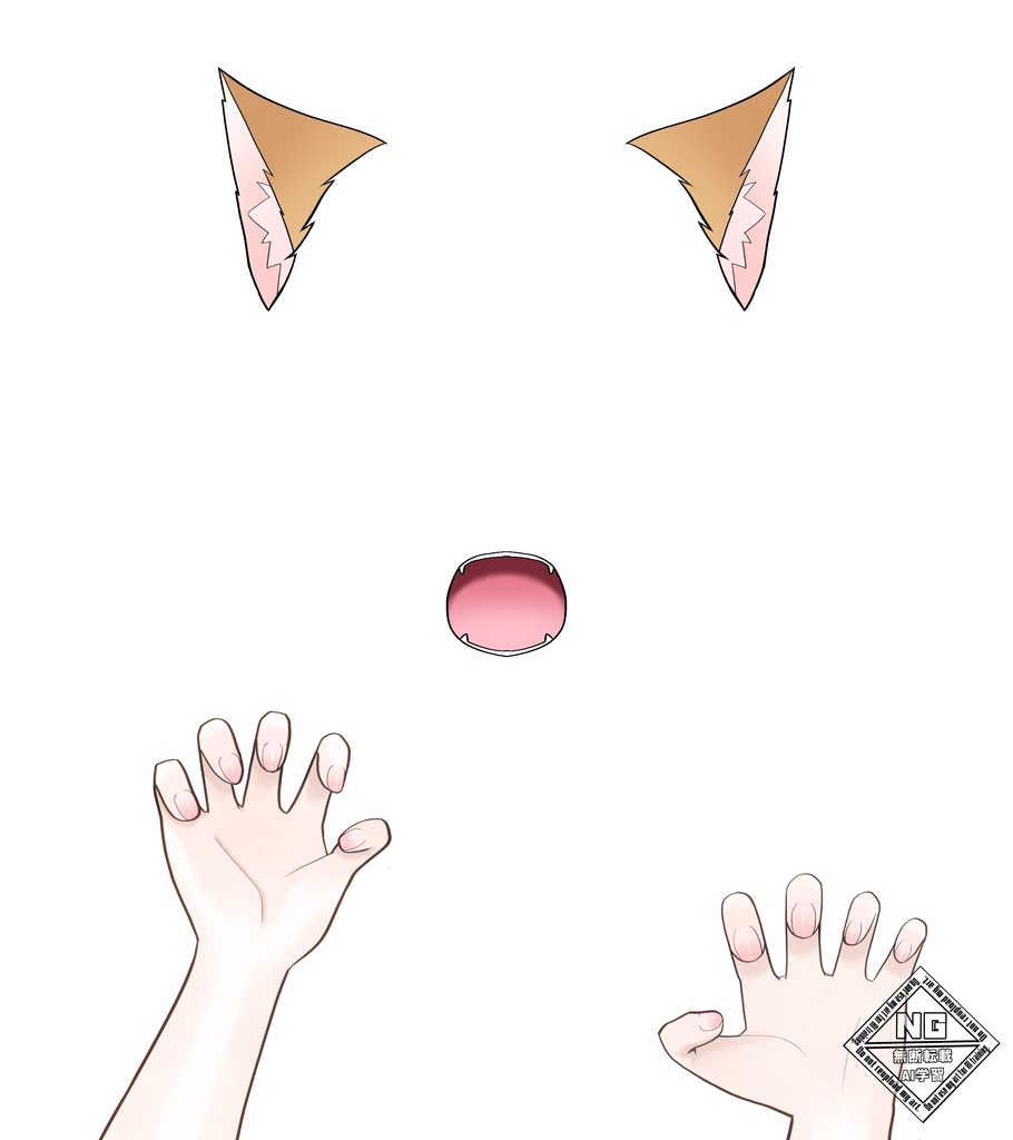 【VTuber素材】猫耳と猫の手ポーズの素材🐈🐾(全3色)