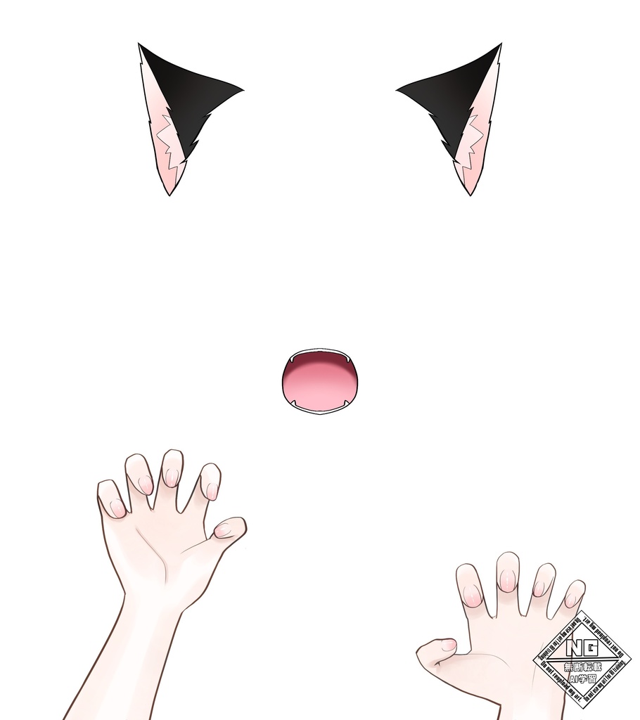 【VTuber素材】猫耳と猫の手ポーズの素材🐈🐾(全3色)