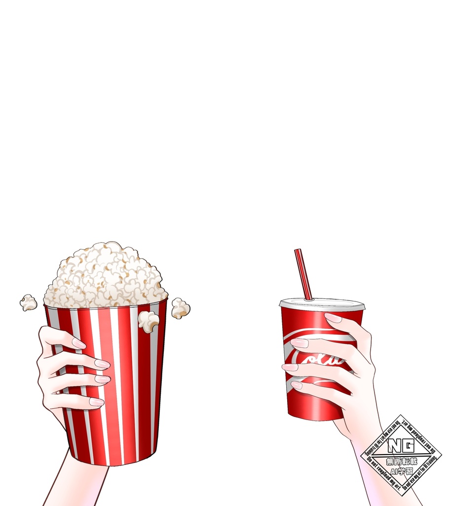 【VTuber素材】ポップコーンとコーラを持つ手の素材🍿🥤 (透過素材)