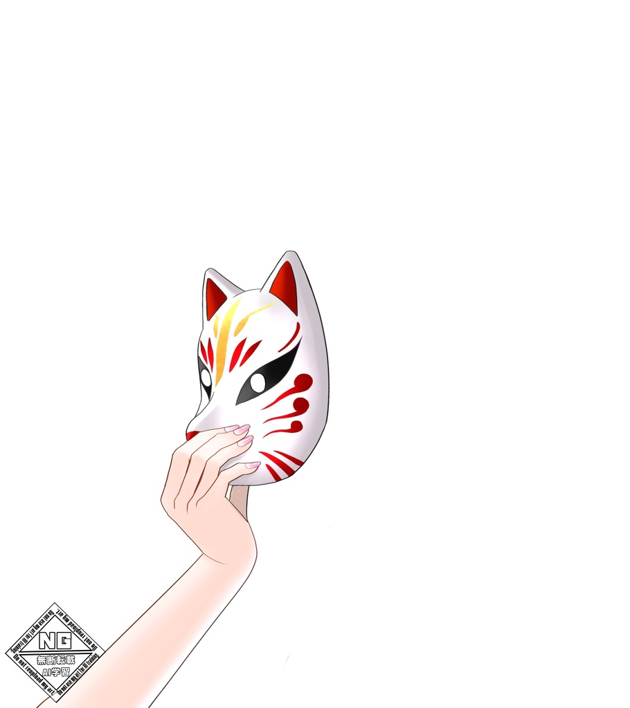 【VTuber素材】狐面を持つ手の素材【無償素材】(透過素材)