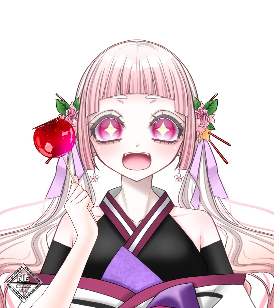【VTuber素材】りんご飴を持つ手の素材🍎✨【無償素材】(透過素材)
