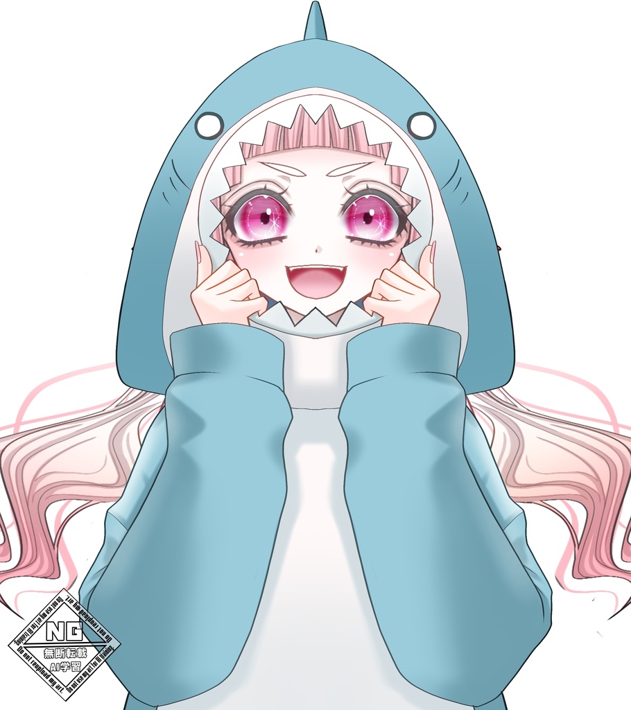 【VTuber素材】サメのパーカー素材🦈✨【無償素材】(透過素材)