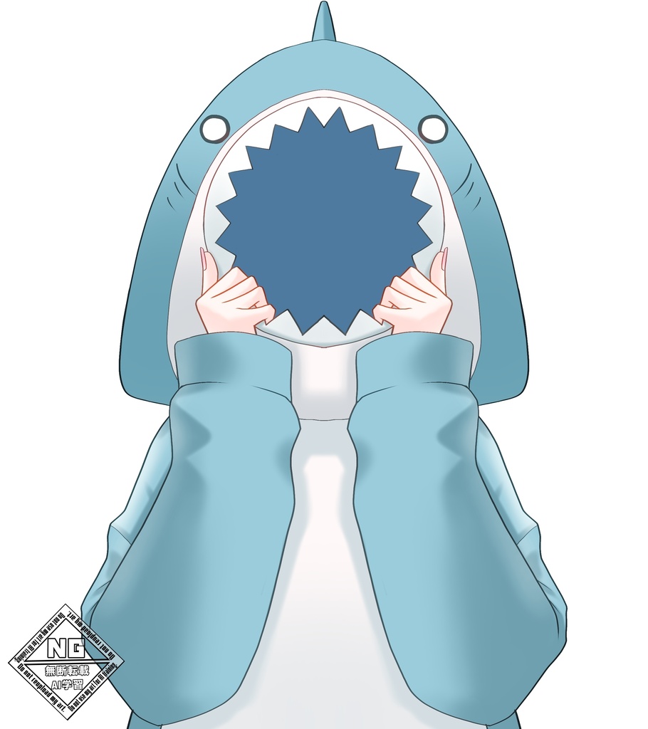 【VTuber素材】サメのパーカー素材🦈✨【無償素材】(透過素材)