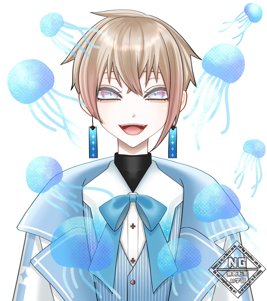 【VTuber素材】クラゲがぷかぷか浮かんでいる素材🪼【無償素材】(透過素材)