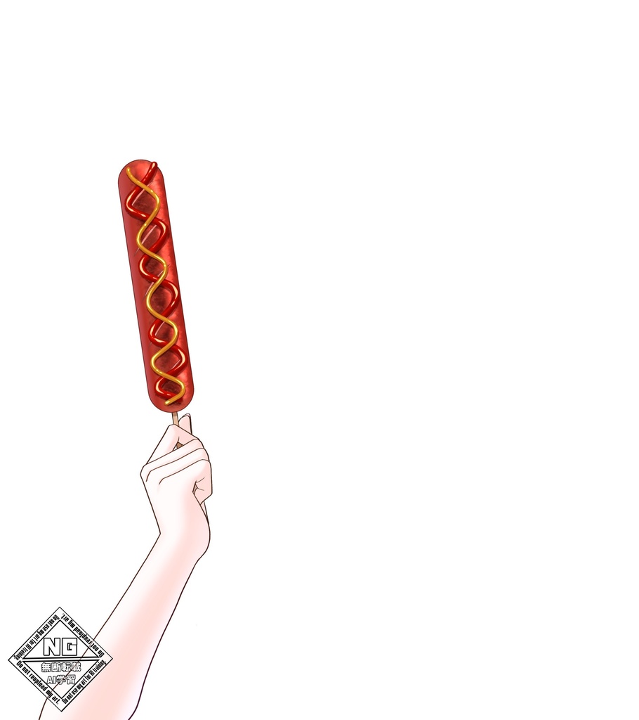 【VTuber素材】フランクフルトを持つ手の素材【無償素材】(透過素材)