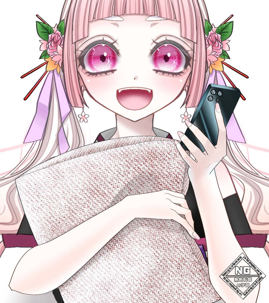 【VTuber素材】クッションとスマホを持ってくつろぐ素材✨【無償素材】(透過素材)