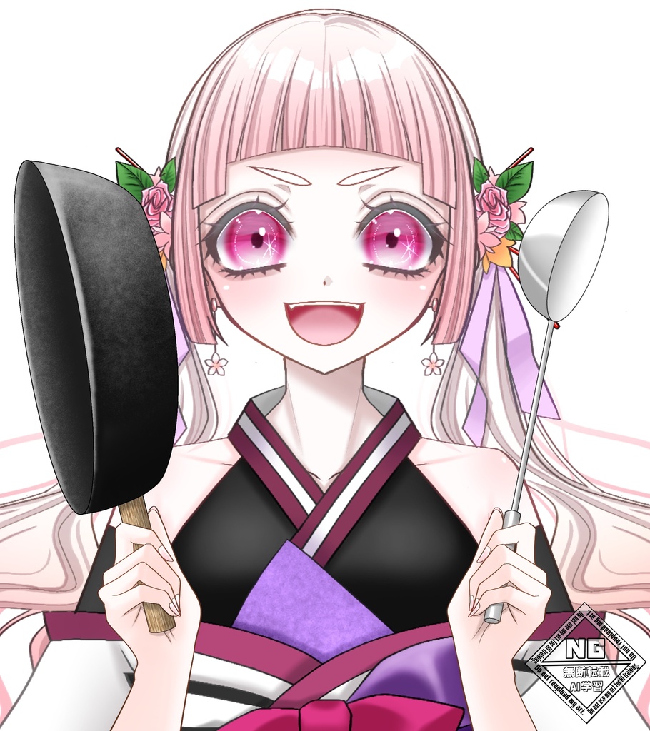 フライパンとおたまで叩き起す素材🍳💥【VTuber素材】【無償素材】(透過素材)