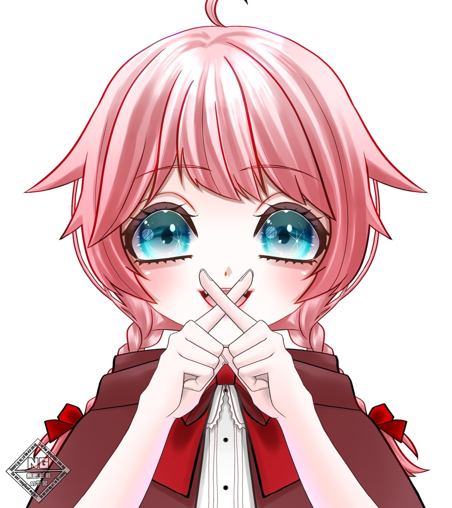 口の前で可愛くバツを作る手の素材💗【VTuber素材】【無償素材】(透過素材)