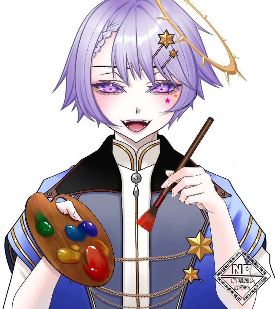 パレットと絵筆を持つ手の素材🎨🖌【VTuber素材】【無償素材】(透過素材)
