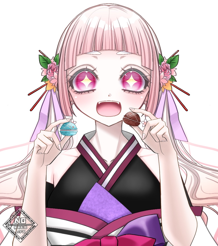 マカロンを持つ手の素材🩵🤎【VTuber素材】【無償素材】(透過素材)